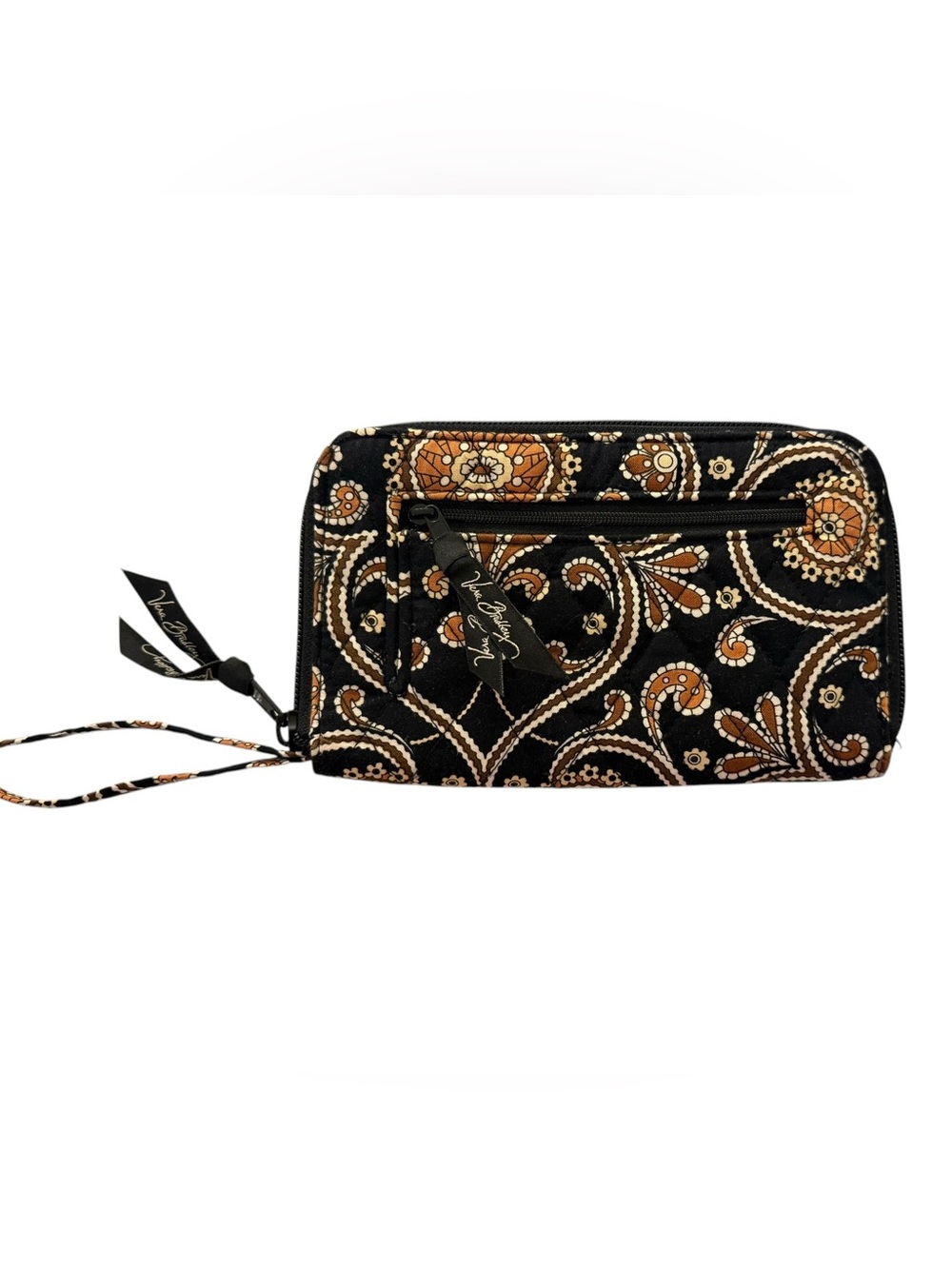 Vera Bradley Retired Cafe Caffe Latte Pattern Zip Wallet Hidden Wristlet Strap - Picture 6 of 8